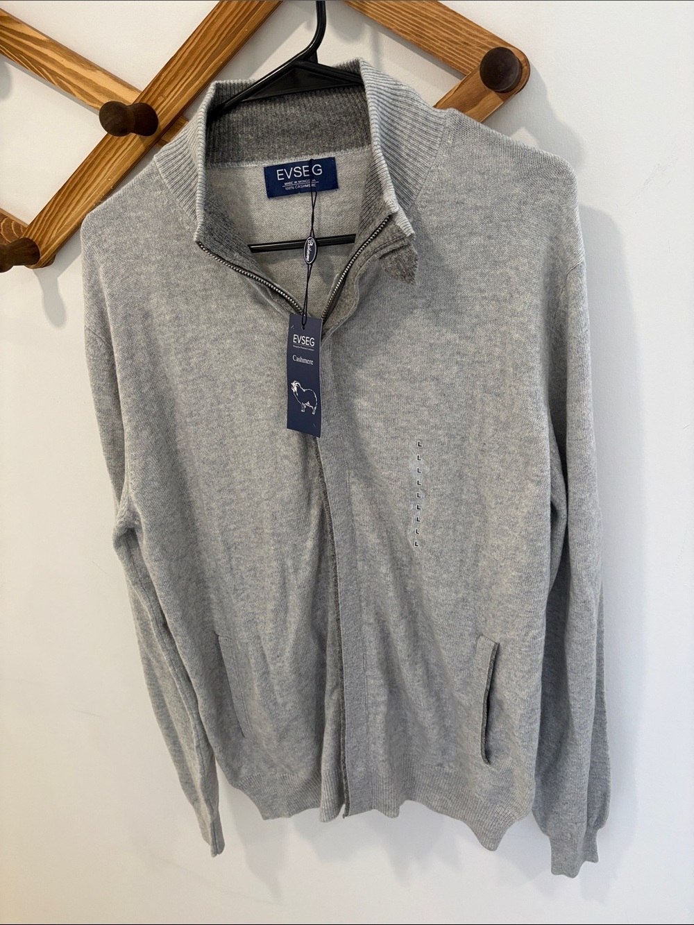 EVSEG 100% CASHMERE ZIPPER SWEATER